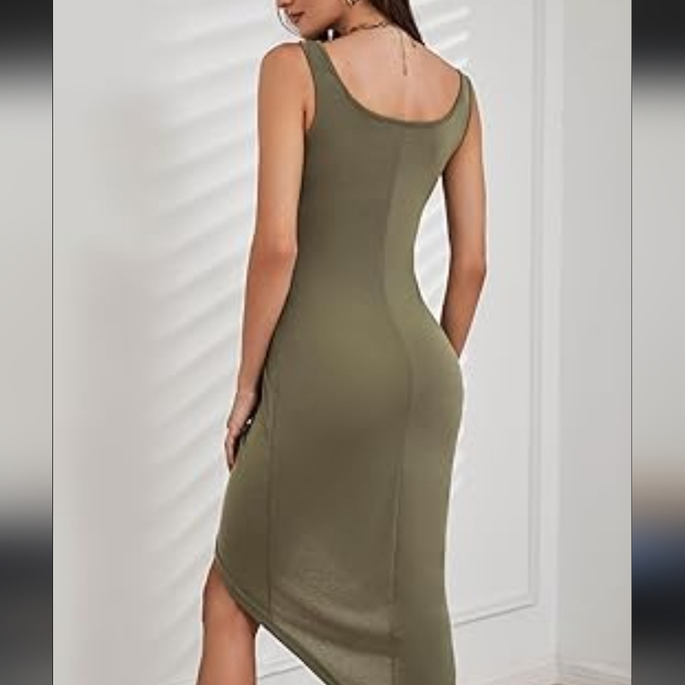 Salante Olive Green Wrap Dress Sz XL/12 - Picture 2 of 8